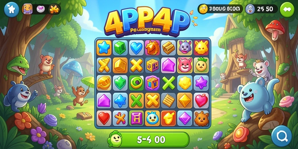 Tampilan menarik dari gameplay Match-3 di 4P4P.