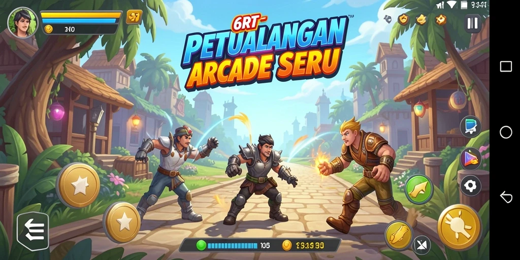 Tampilan gameplay seru dalam game Arcade 6RT yang mengasyikkan.