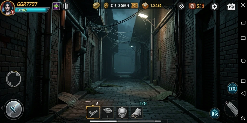 Tampilan gameplay menegangkan dari GGR7777 dengan elemen horror.