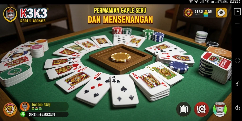 Tampilan gameplay menarik dari K3K3 saat bermain Gaple.