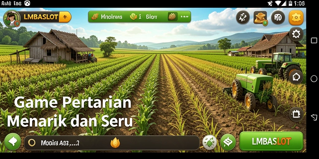 Tampilan gameplay LMBASLOT dengan aktivitas bertani yang seru.