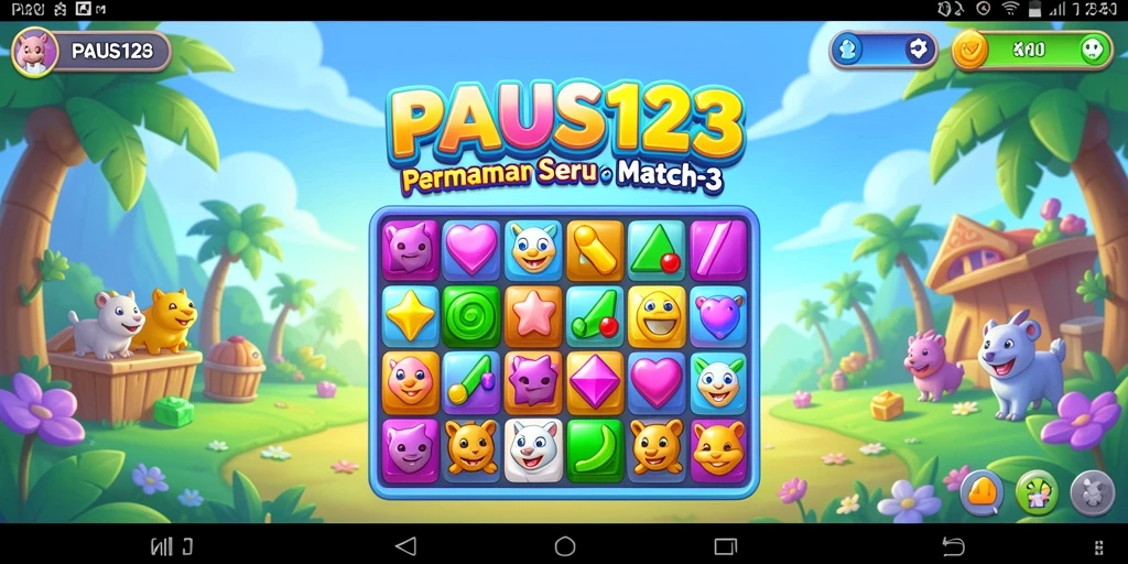 Tampak gameplay seru dari PAUS123 yang penuh warna.