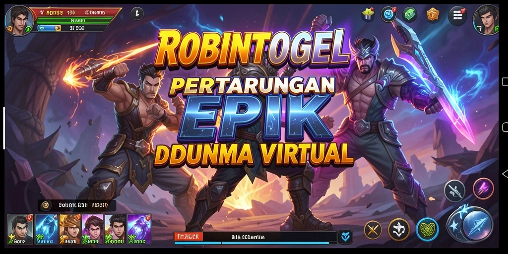 Tangkapan layar menampilkan aksi pertarungan seru di ROBINTOGEL.