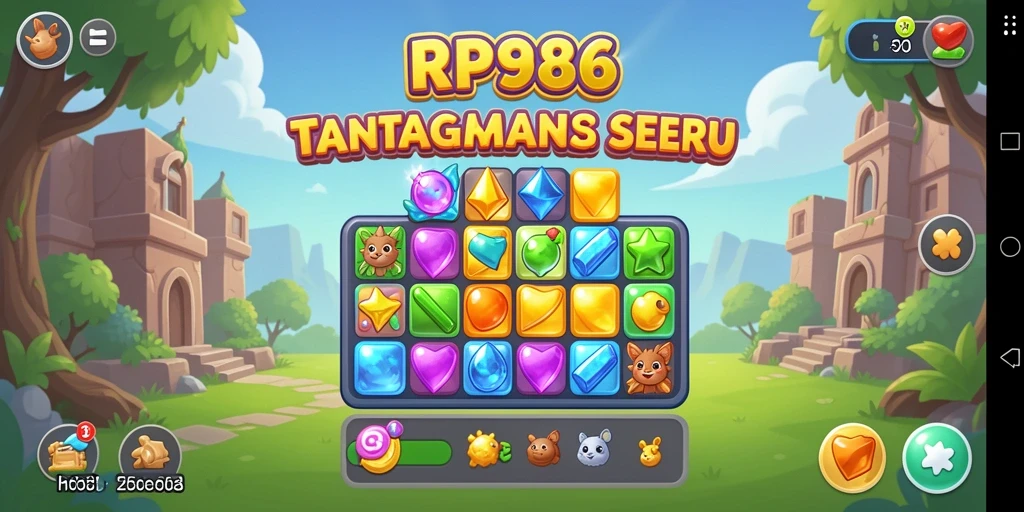Gameplay seru RP886 dengan elemen Match-3 yang menantang.