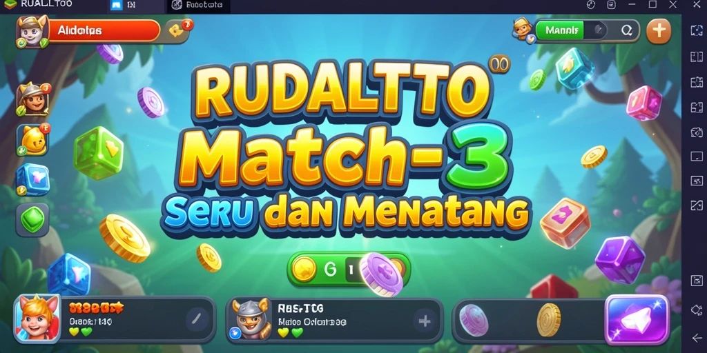 Screenshot RUDALTOTO menampilkan gameplay Match-3 yang seru.