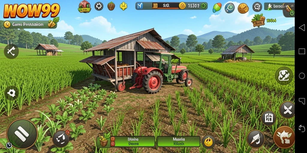Tangkapan layar WOW99 menampilkan gameplay pertanian yang menarik.