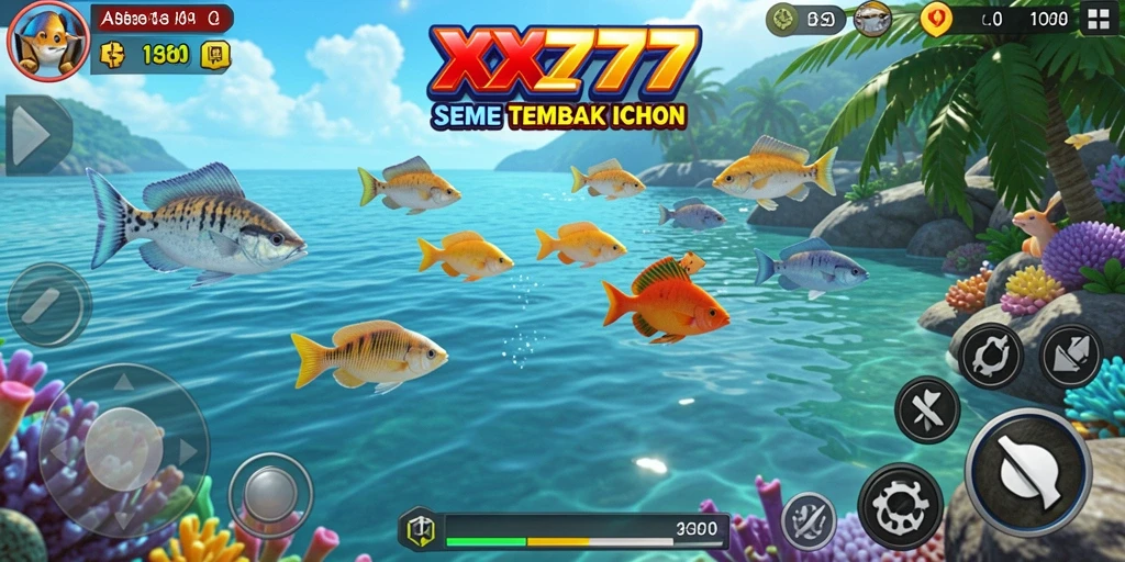 Tampilan gameplay XXX777 yang seru saat menembak ikan.