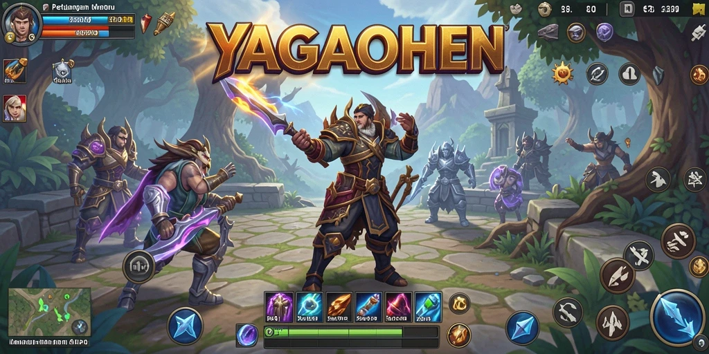 Screenshot gameplay YAGAOHEN menampilkan pertempuran epik dalam dunia MMORPG.