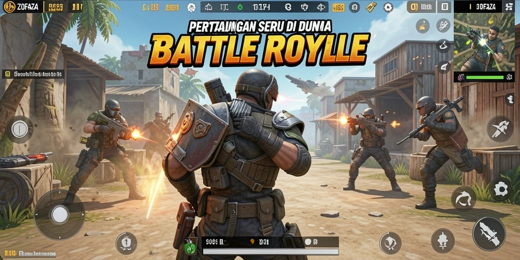 Tangkapan layar dari gameplay menegangkan dalam ZOFAZA Battle Royale.